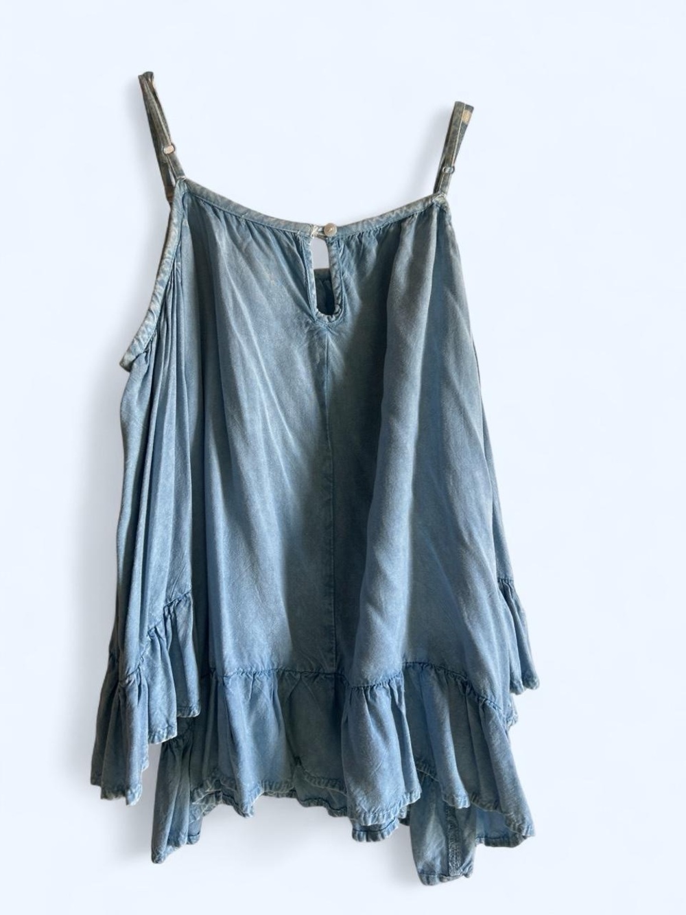 Light Blue Cold-Shoulder Ruffle Top - Picture 4 of 5